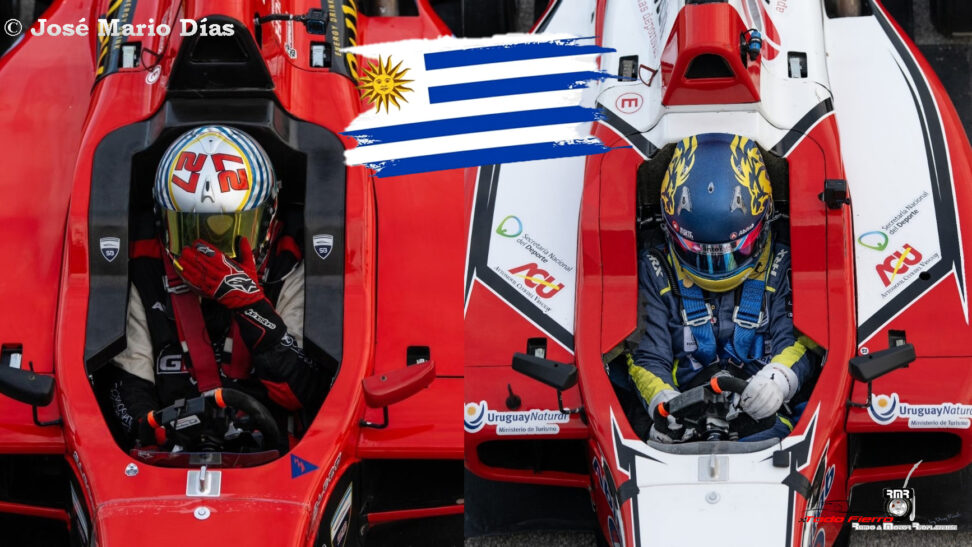 La bandera uruguaya en el podio de Homestead